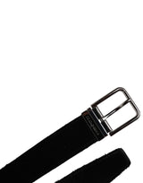 Dolce & Gabbana Black Cotton Silver Tone Metal Buckle Belt