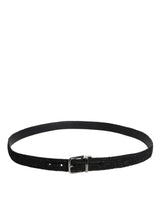 Dolce & Gabbana Black Cotton Blend Silver Metal Buckle Belt