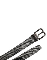 Dolce & Gabbana Black White Silver Tone Metal Buckle Belt