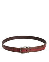 Dolce & Gabbana Burgundy Leather Metal Logo Buckle Belt