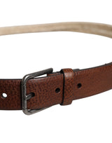 Dolce & Gabbana Brown Jute Leather Woven Metal Buckle Belt