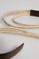 Dolce & Gabbana Brown Jute Leather Woven Metal Buckle Belt