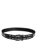 Dolce & Gabbana Black Leather Classic Metal Logo Buckle Belt