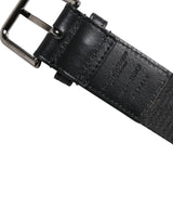 Dolce & Gabbana Black Leather Classic Metal Logo Buckle Belt