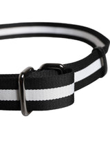 Dolce & Gabbana Black Yellow Logo Striped Metal Buckle Belt