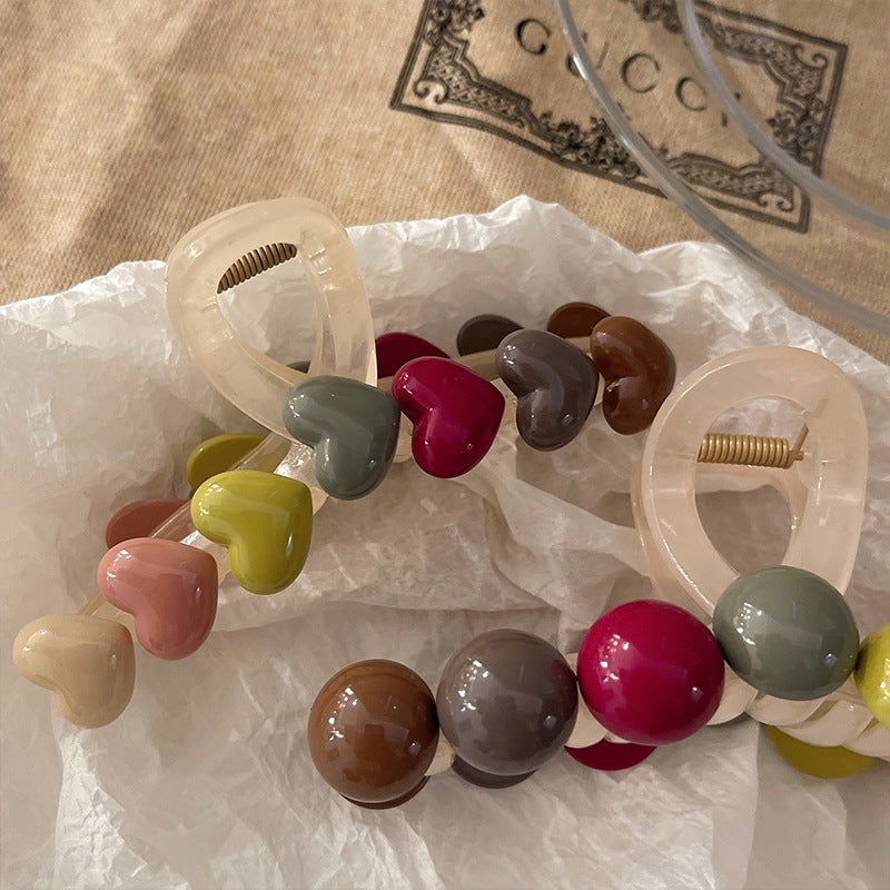Retro Colorful Geometric Hair Claw Clip Accessories