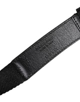Dolce & Gabbana Black White Printed Metal Logo Buckle Belt