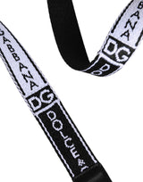Dolce & Gabbana Black White Printed Metal Logo Buckle Belt