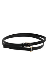 Dolce & Gabbana Black Calfskin Classic Metal Logo Buckle Belt