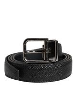 Dolce & Gabbana Black Calf Leather Classic Metal Buckle Belt