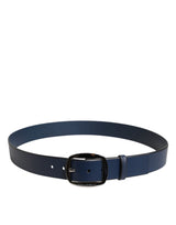 Dolce & Gabbana Blue Calf Leather Classic Metal Buckle Belt
