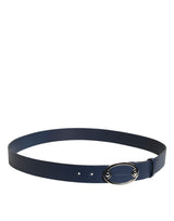 Dolce & Gabbana Blue Leather Classic Metal Logo Buckle Belt