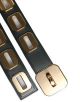 Dolce & Gabbana Green Leather Gold Tone Rotating Buckle Belt