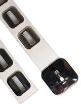 Dolce & Gabbana White Leather Gold Tone Rotating Buckle Belt