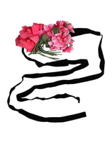 Dolce & Gabbana Multicolor Floral Applique Detail Tie Belt