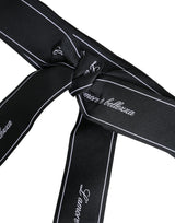 Dolce & Gabbana Black Waist Ribbon Wide Bow Logo Belt