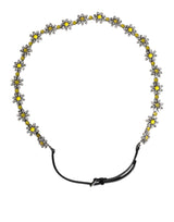 Dolce & Gabbana Black Leather Daisy Crystal Embellish Waist Belt