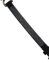 Dolce & Gabbana Black Leather Daisy Crystal Embellish Waist Belt