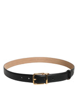 Dolce & Gabbana Black Leather Logo Metal Waist Buckle Belt