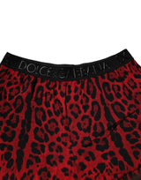 Dolce & Gabbana Red Leopard Print Viscose Bermuda Shorts