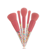New 5-Piece Candy Makeup Brush Set with Clear Handles