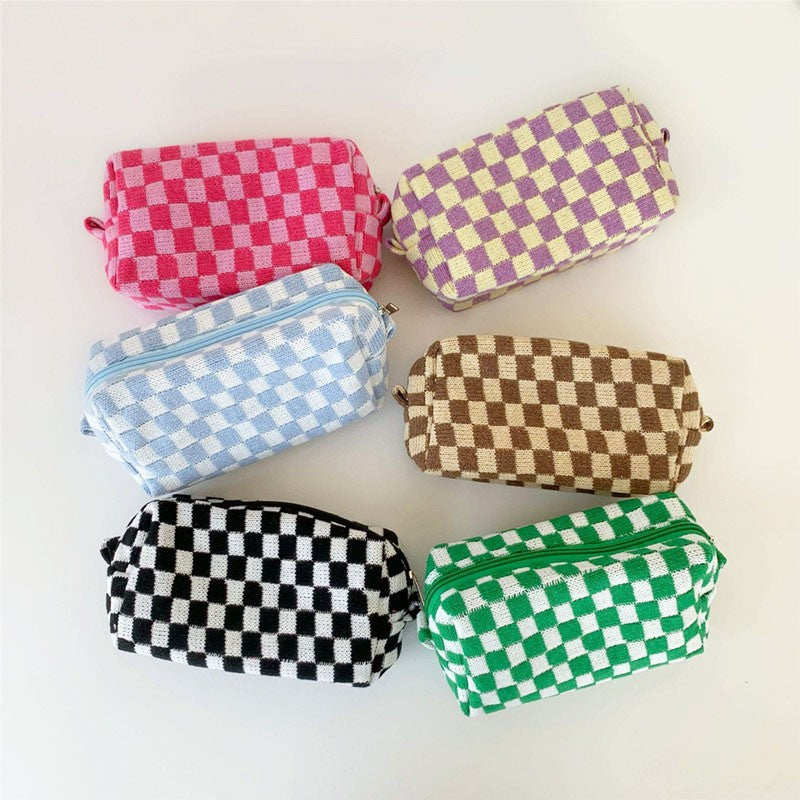 Lattice Cosmetic Bag - Knitted Fabric Makeup Organizer
