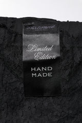 Dolce & Gabbana Black Lace Sheer Sacred Heart Crew Neck Top