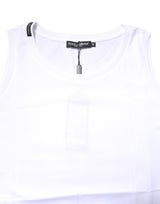 Dolce & Gabbana White Cotton Sleeveless Crew Neck T-shirt