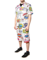 Dolce & Gabbana White Cartoon Print Cotton Men Pajama Set Sleepwear