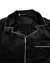 Dolce & Gabbana Black Silk Shirt Pants Pajama Set Sleepwear