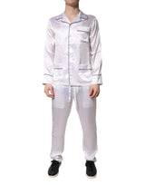 Dolce & Gabbana White Satin Silk Men Pajama Set Sleepwear