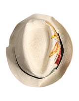 Dolce & Gabbana Beige Floral Print Straw Wide Brim Fedora Hat