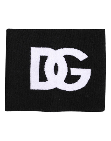 Dolce & Gabbana Black White Logo Print Knitted Neck Warmer Scarf