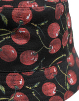 Dolce & Gabbana Black Cotton Printed Wide Brim Bucket Hat