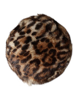 Dolce & Gabbana Brown Leopard Faux Fur Women Bucket Hat