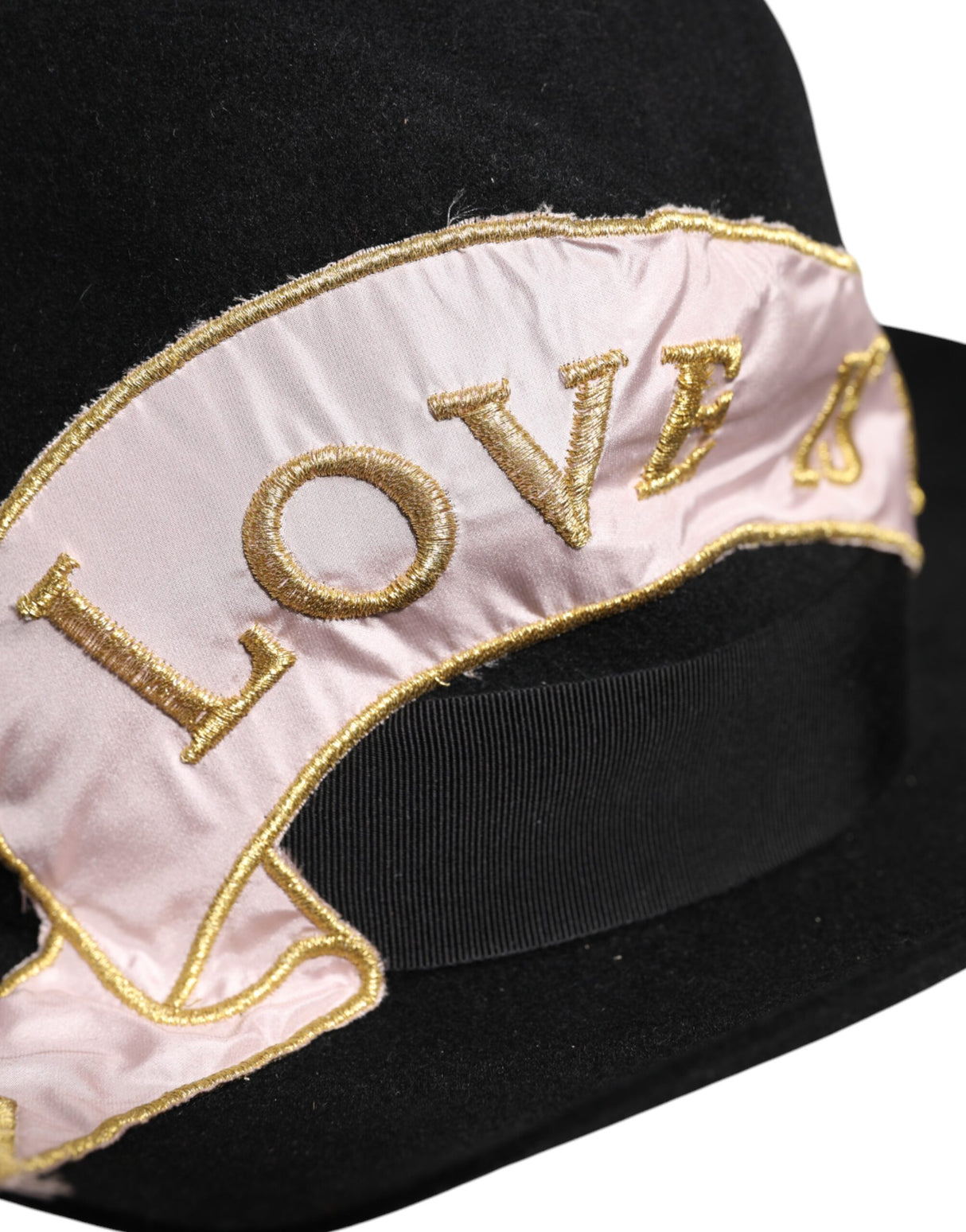 Dolce & Gabbana Black Logo Embroidered Women Wide Brim Hat