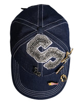 Dolce & Gabbana Blue Crystal Embellishment Baseball Cap