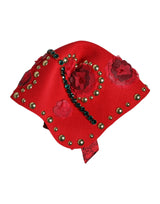 Dolce & Gabbana Red Crystal Gold Roses Brooch Embellished Hat