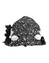 Dolce & Gabbana Black Wool White Floral Embellished Cloche Hat