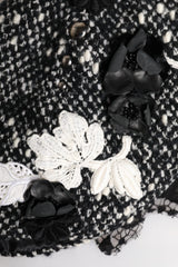 Dolce & Gabbana Black Wool White Floral Embellished Cloche Hat