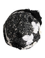 Dolce & Gabbana Black Wool White Floral Embellished Cloche Hat