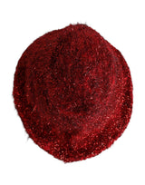 Dolce & Gabbana Red Viscose Tinsel Wide Brim Bucket Hat