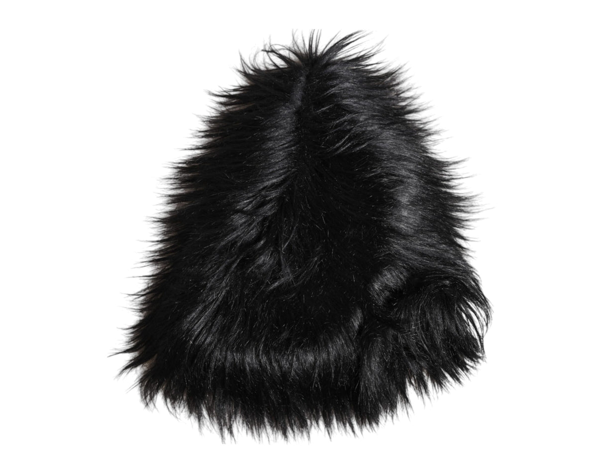 Dolce & Gabbana Black Acrylic Fur Womens Bucket Hat