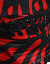 Dolce & Gabbana Black Red Stripe Polyester Wide Brim Bucket Hat