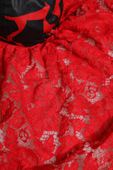 Dolce & Gabbana Red Black Lace Tulle Cotton Baseball Cap