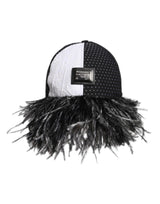 Dolce & Gabbana White Black Polka Dot Feathers Baseball Cap
