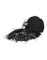 Dolce & Gabbana White Black Polka Dot Feathers Baseball Cap