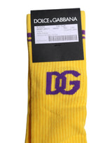 Dolce & Gabbana Yellow Cotton DG Logo Mid Calf Socks