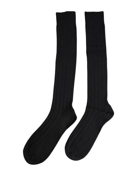 Dolce & Gabbana Black DG Logo Print Over The Calf Socks
