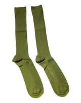 Dolce & Gabbana Green Cotton Logo Over The Calf Socks
